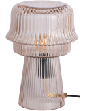 Lampe à poser champignon en verre strié blanc cassé Ø18x26 cm Cadiz Corded