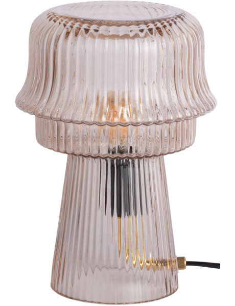 Lampe à poser champignon en verre strié blanc cassé Ø18x26 cm Cadiz Corded Leitmotiv - 1