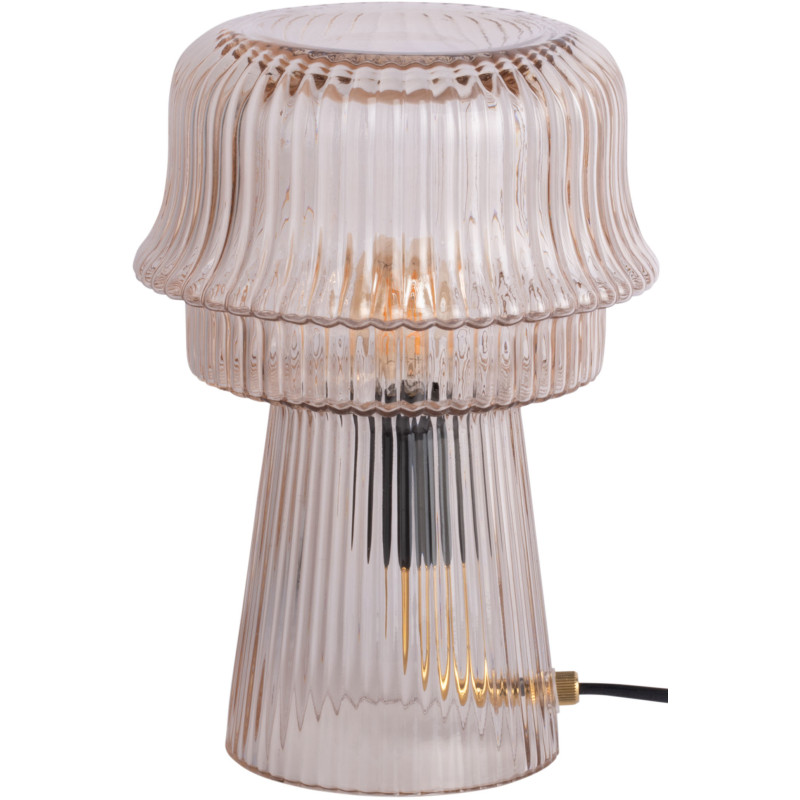 Lampe à poser champignon en verre strié blanc cassé Ø18x26 cm Cadiz Corded Leitmotiv - 1