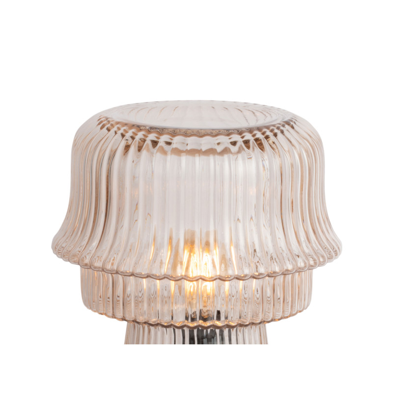 Lampe à poser champignon en verre strié blanc cassé Ø18x26 cm Cadiz Corded Leitmotiv - 4
