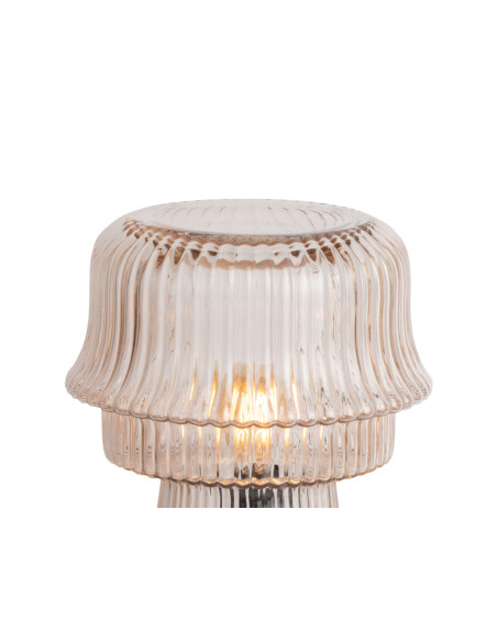 Lampe à poser champignon en verre strié blanc cassé Ø18x26 cm Cadiz Corded Leitmotiv - 4