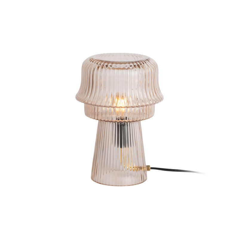 Lampe à poser champignon en verre strié blanc cassé Ø18x26 cm Cadiz Corded Leitmotiv - 3