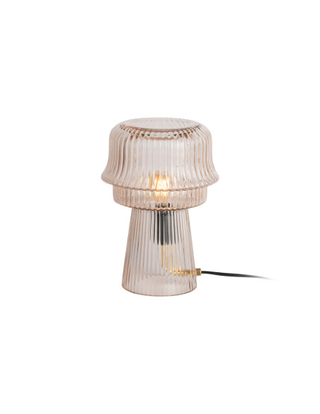 Lampe à poser champignon en verre strié blanc cassé Ø18x26 cm Cadiz Corded Leitmotiv - 3