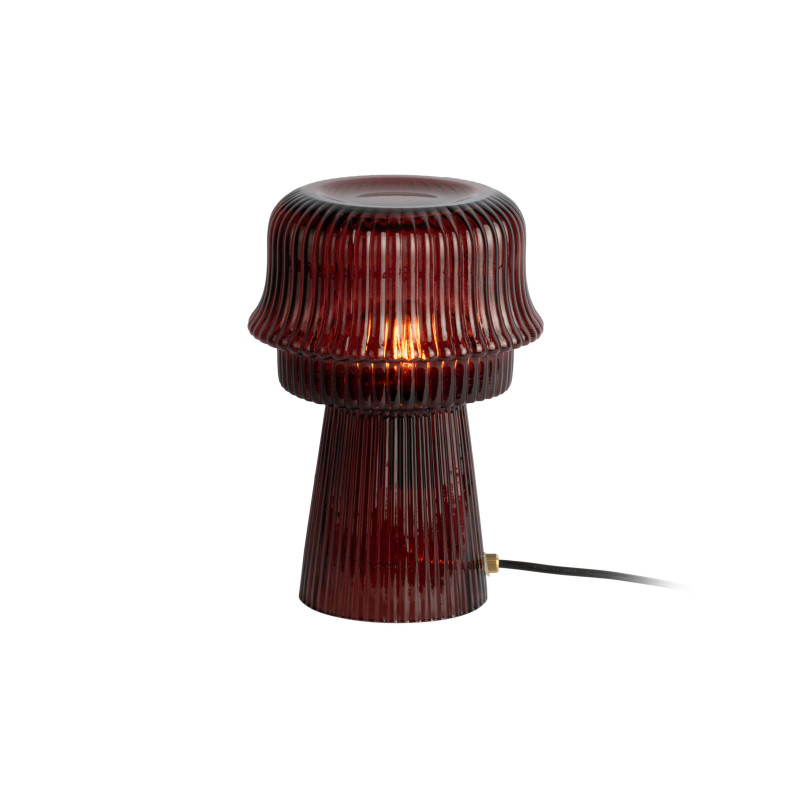 Lampe à poser en verre strié bordeaux Ø18x26 cm Cadiz Corded Leitmotiv - 3