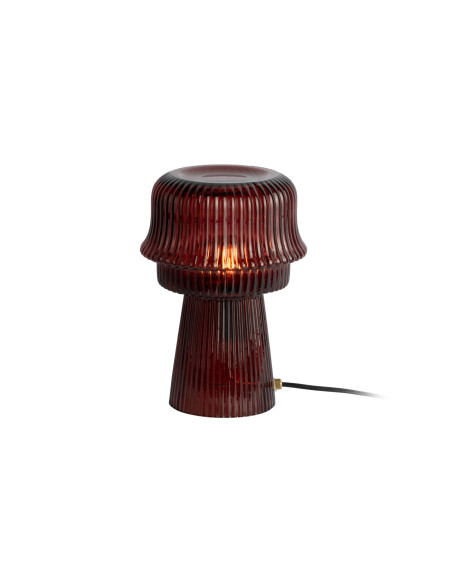 Lampe à poser en verre strié bordeaux Ø18x26 cm Cadiz Corded Leitmotiv - 3