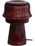 Lampe à poser en verre strié bordeaux Ø18x26 cm Cadiz Corded