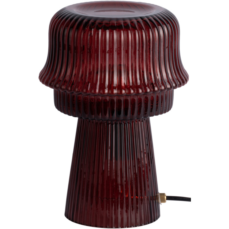 Lampe à poser en verre strié bordeaux Ø18x26 cm Cadiz Corded Leitmotiv - 1