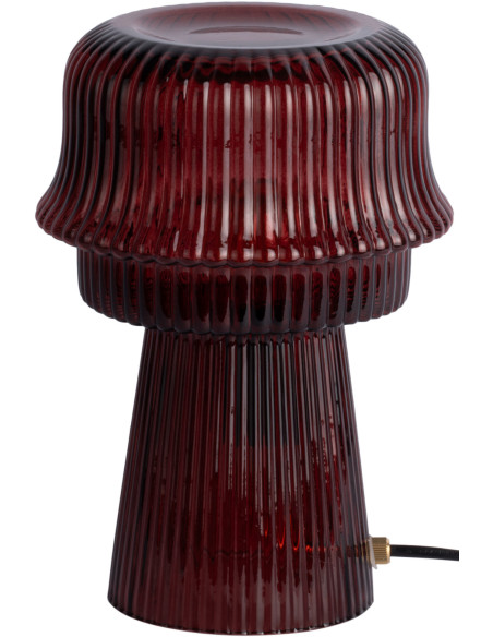 Lampe à poser en verre strié bordeaux Ø18x26 cm Cadiz Corded Leitmotiv - 1