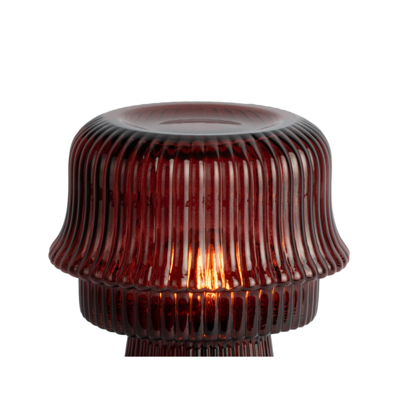 Lampe à poser en verre strié bordeaux Ø18x26 cm Cadiz Corded Leitmotiv - 4