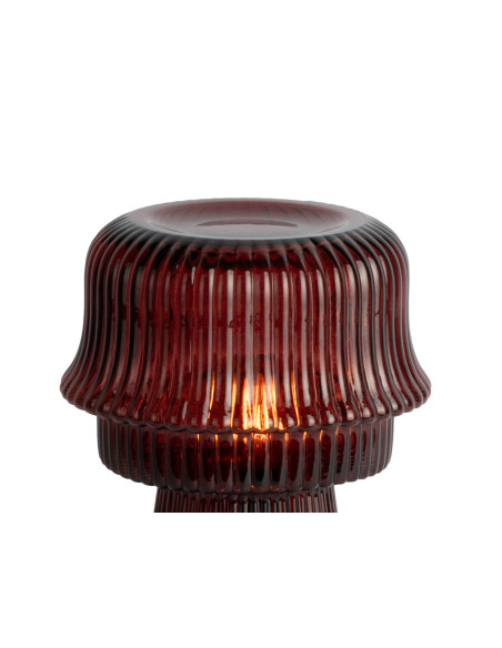 Lampe à poser en verre strié bordeaux Ø18x26 cm Cadiz Corded Leitmotiv - 4