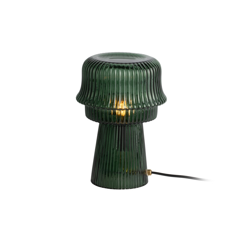 Lampe à poser en verre strié vert foncé Ø18x26 cm Cadiz Corded Leitmotiv - 3