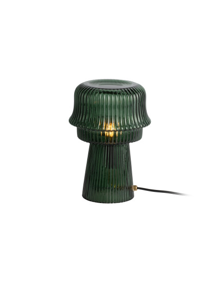 Lampe à poser en verre strié vert foncé Ø18x26 cm Cadiz Corded Leitmotiv - 3