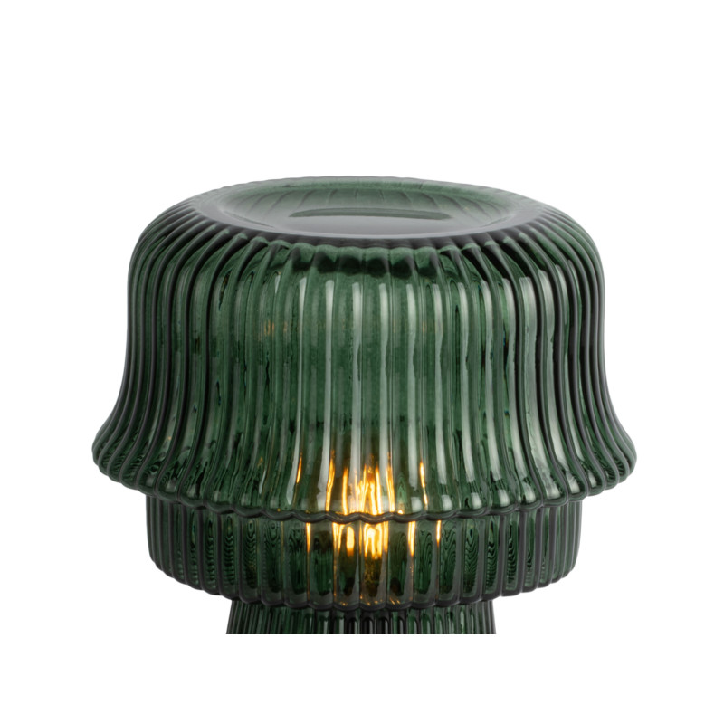 Lampe à poser en verre strié vert foncé Ø18x26 cm Cadiz Corded Leitmotiv - 4