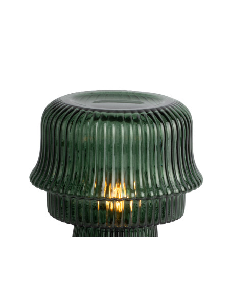 Lampe à poser en verre strié vert foncé Ø18x26 cm Cadiz Corded Leitmotiv - 4