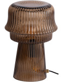 Lampe champignon en verre strié brun chocolat Ø18x26 cm Cadiz Corded