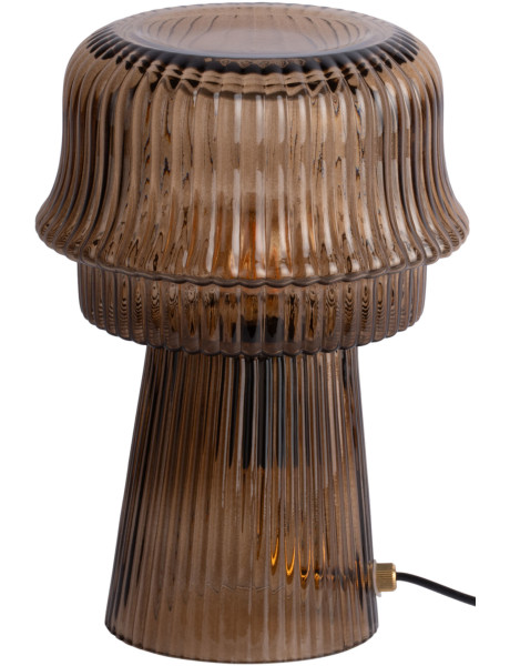Lampe champignon en verre strié brun chocolat Ø18x26 cm Cadiz Corded Leitmotiv - 1