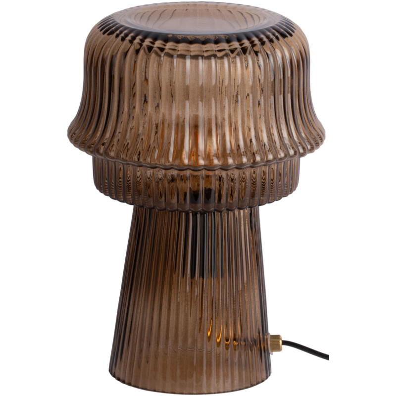 Lampe champignon en verre strié brun chocolat Ø18x26 cm Cadiz Corded Leitmotiv - 1