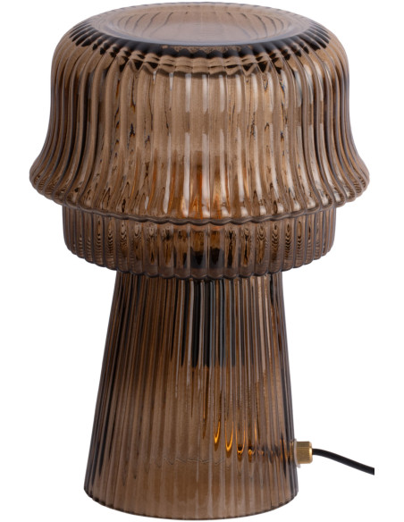 Lampe champignon en verre strié brun chocolat Ø18x26 cm Cadiz Corded Leitmotiv - 1