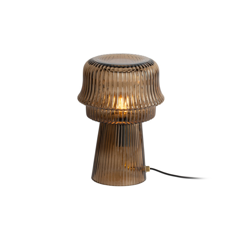 Lampe champignon en verre strié brun chocolat Ø18x26 cm Cadiz Corded Leitmotiv - 3
