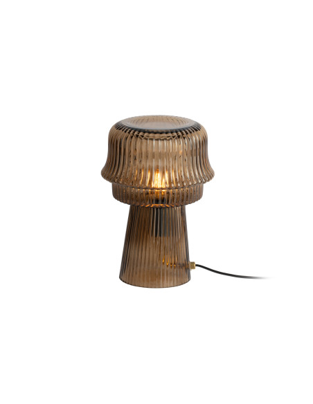 Lampe champignon en verre strié brun chocolat Ø18x26 cm Cadiz Corded Leitmotiv - 3