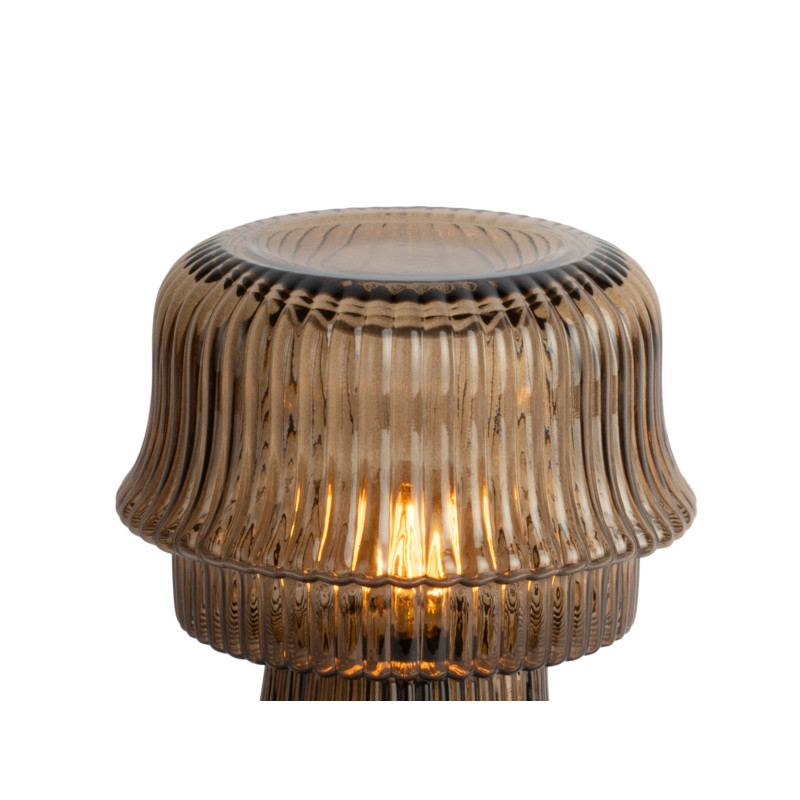 Lampe champignon en verre strié brun chocolat Ø18x26 cm Cadiz Corded Leitmotiv - 4
