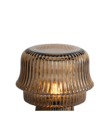 Lampe champignon en verre strié brun chocolat Ø18x26 cm Cadiz Corded Leitmotiv - 4