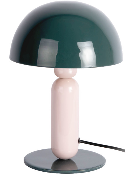Lampe champignon métal vert forêt et rose poudré Ø20x30 cm Firenze round Leitmotiv - 1