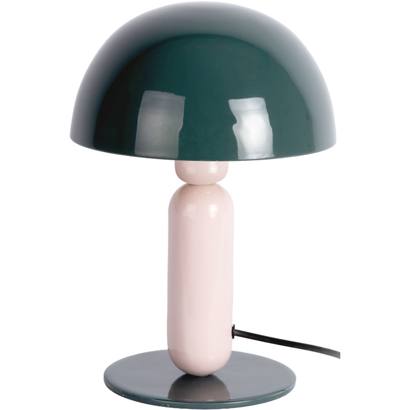 Lampe champignon métal vert forêt et rose poudré Ø20x30 cm Firenze round Leitmotiv - 1