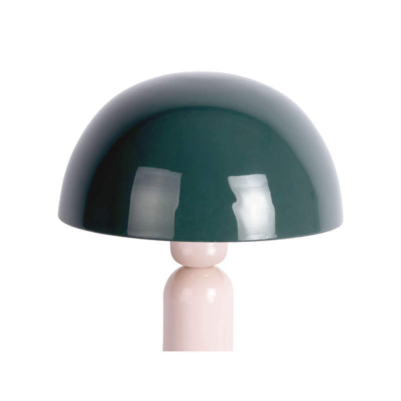 Lampe champignon métal vert forêt et rose poudré Ø20x30 cm Firenze round Leitmotiv - 2