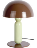 Lampe champignon marron chocolat vert sauge en métal Ø20x30 cm Firenze round