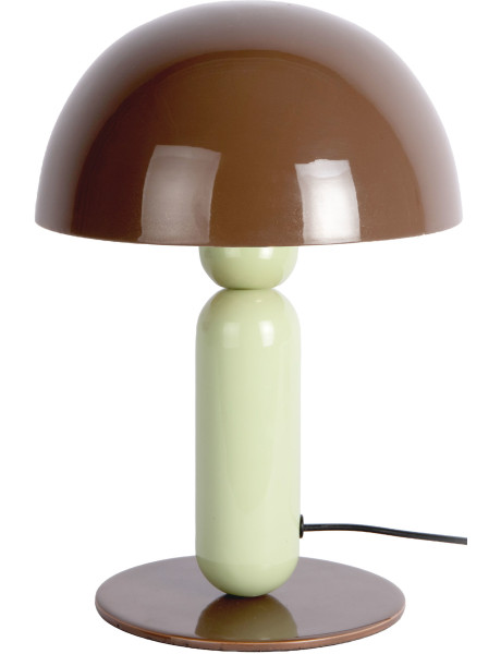 Lampe champignon marron chocolat vert sauge en métal Ø20x30 cm Firenze round Leitmotiv - 1