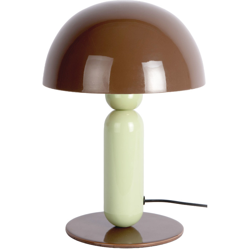 Lampe champignon marron chocolat vert sauge en métal Ø20x30 cm Firenze round Leitmotiv - 1