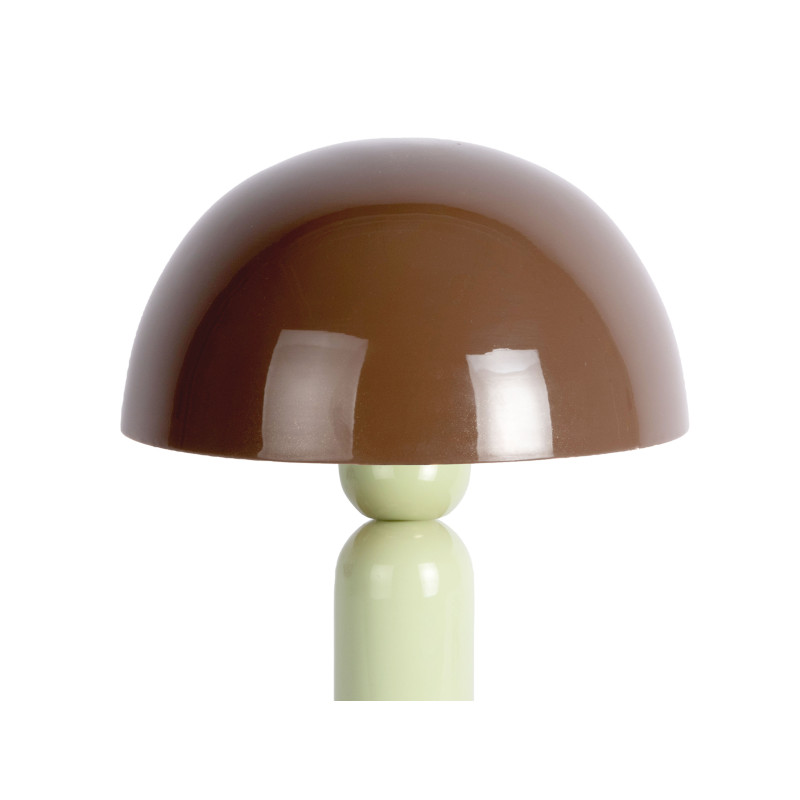 Lampe champignon marron chocolat vert sauge en métal Ø20x30 cm Firenze round Leitmotiv - 2
