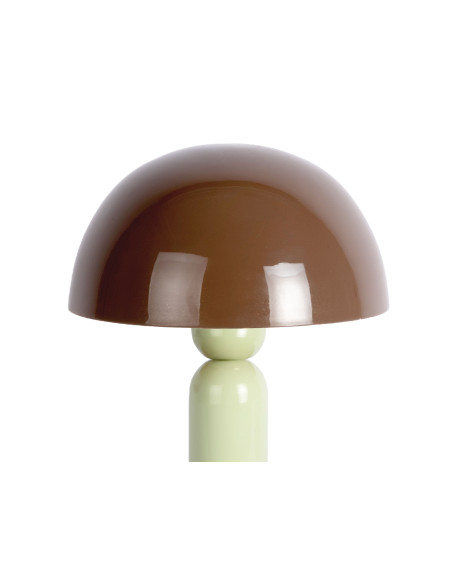 Lampe champignon marron chocolat vert sauge en métal Ø20x30 cm Firenze round Leitmotiv - 2
