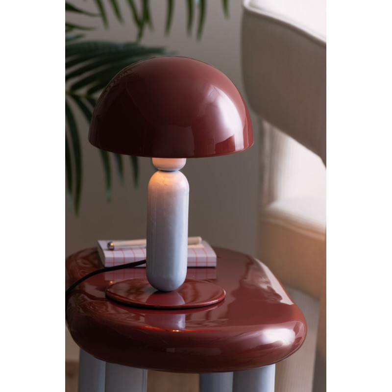 Lampe champignon bordeaux et bleu ciel métal Ø20x30 cm Firenze round Leitmotiv - 2