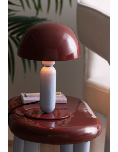 Lampe champignon bordeaux et bleu ciel métal Ø20x30 cm Firenze round Leitmotiv - 2