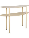 Console étroite 2 plateaux métal beige 90x28x72,5 cm Paris