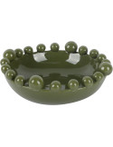 Coupe décorative perlée vert olive en céramique Ø21,7 cm Cadiz Dotty