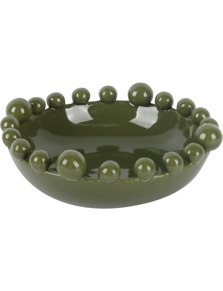 Coupe décorative perlée vert olive en céramique Ø21,7 cm Cadiz Dotty Present Time - 1