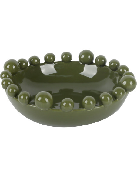 Coupe décorative perlée vert olive en céramique Ø21,7 cm Cadiz Dotty Present Time - 1