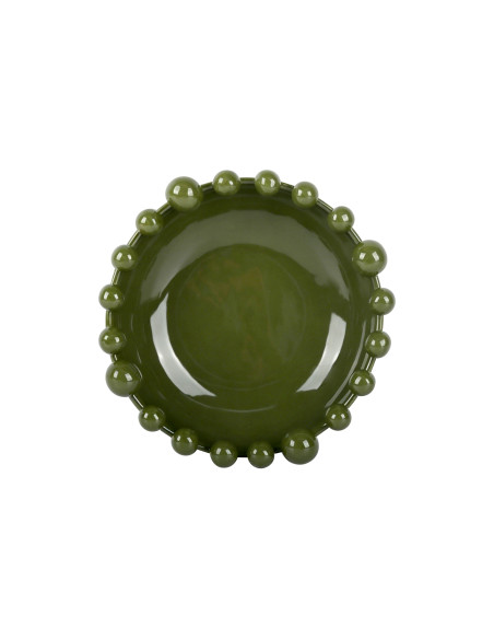 Coupe décorative perlée vert olive en céramique Ø21,7 cm Cadiz Dotty Present Time - 2