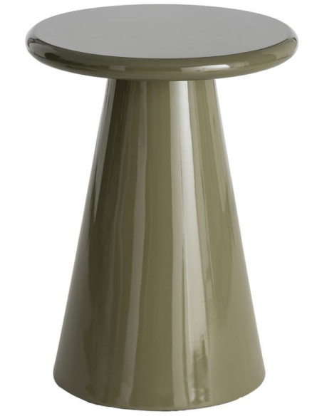 Table d'appoint ronde vert olive en MDF brillant 45x45x60 cm Tavera Ixia - 1
