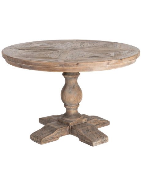 Table à manger ronde en pin recyclé naturel Ø120x76 cm Jarelo Ixia - 1