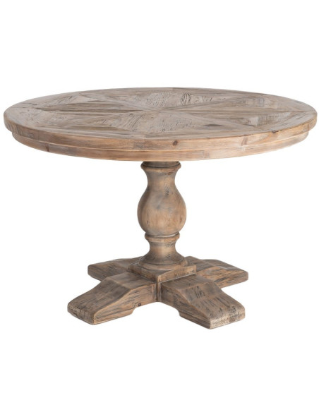 Table à manger ronde en pin recyclé naturel Ø120x76 cm Jarelo Ixia - 1