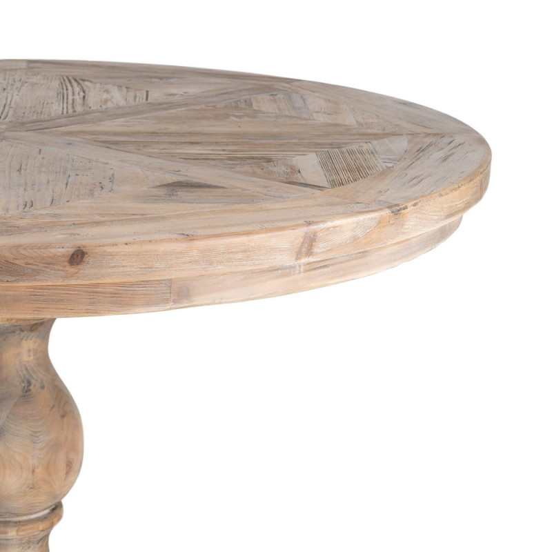 Table à manger ronde en pin recyclé naturel Ø120x76 cm Jarelo Ixia - 2