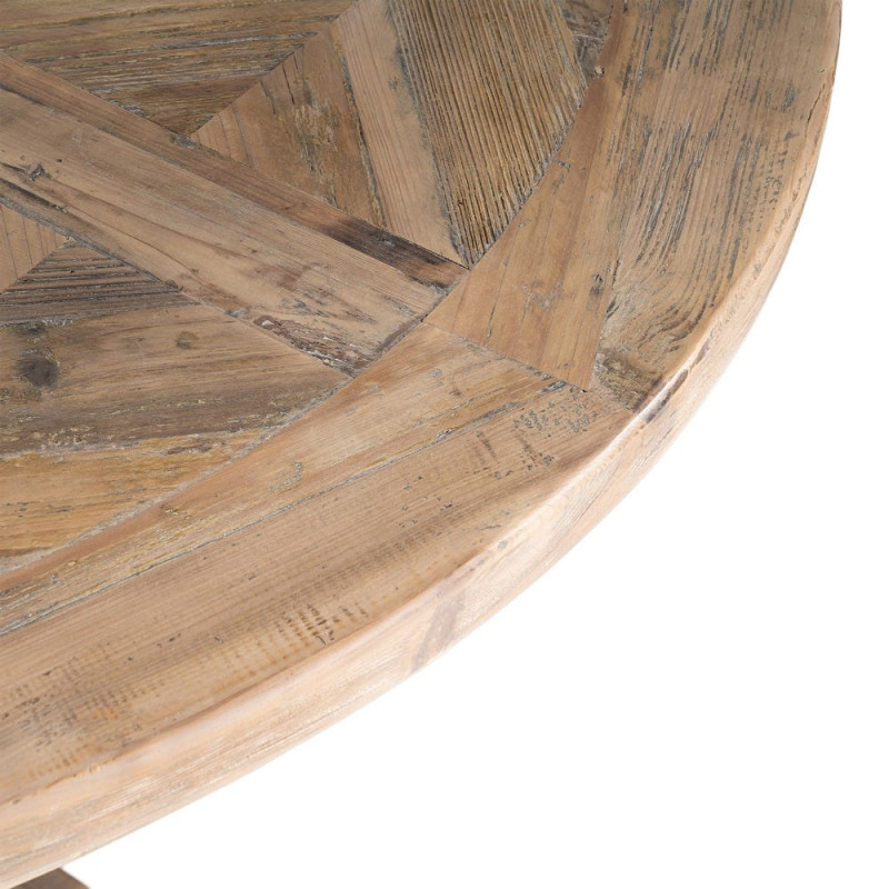 Table à manger ronde en pin recyclé naturel Ø120x76 cm Jarelo Ixia - 3
