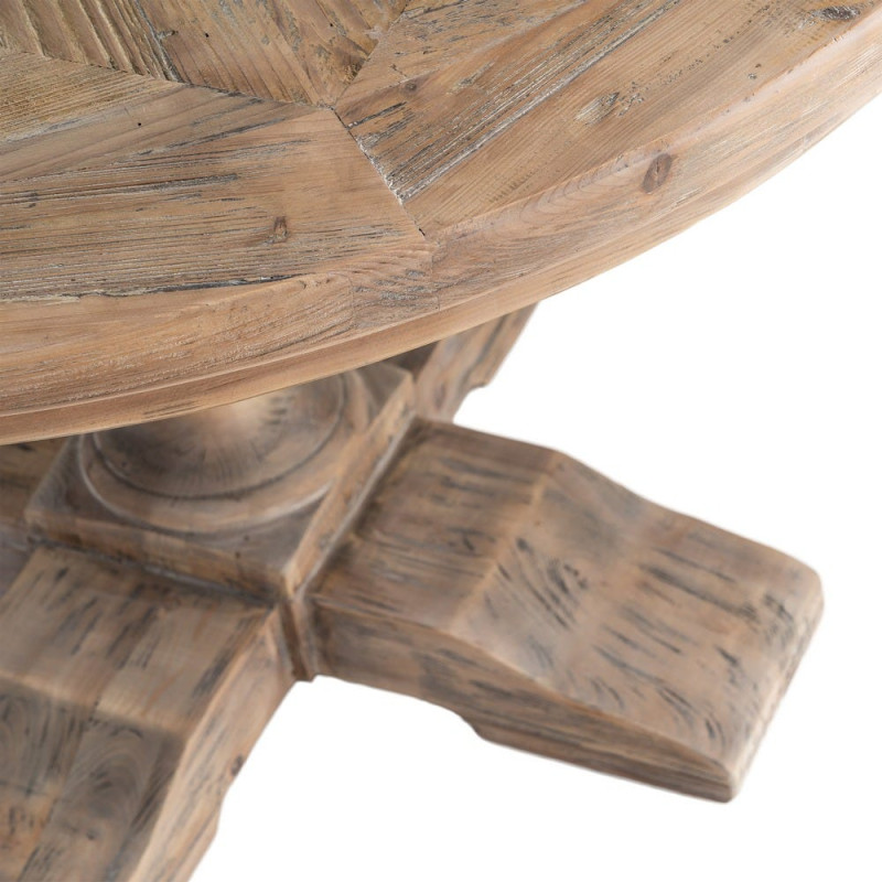 Table à manger ronde en pin recyclé naturel Ø120x76 cm Jarelo Ixia - 4