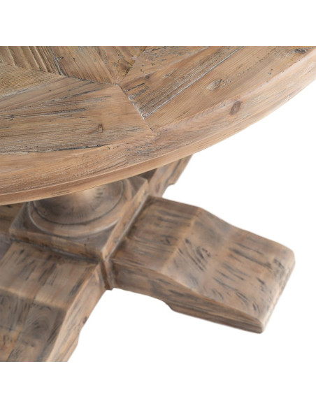 Table à manger ronde en pin recyclé naturel Ø120x76 cm Jarelo Ixia - 4