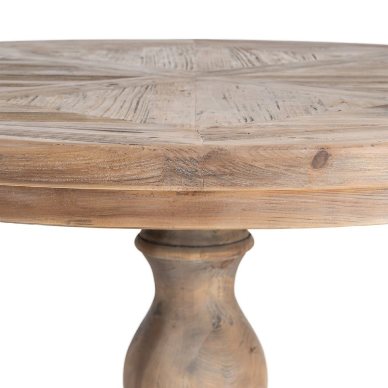 Table à manger ronde en pin recyclé naturel Ø120x76 cm Jarelo Ixia - 5