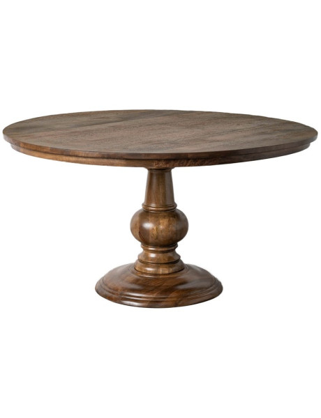 Table à manger ronde en manguier massif brun profond Ø150x77 cm Falena Ixia - 1